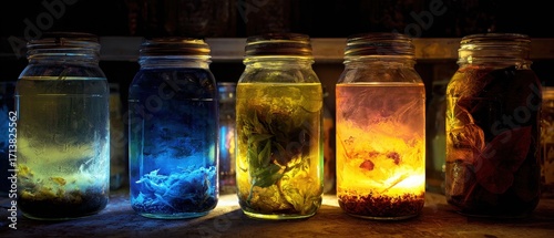 Glowing Jars - A Spectrum of Alchemical Concoctions in Dark Ambiance.