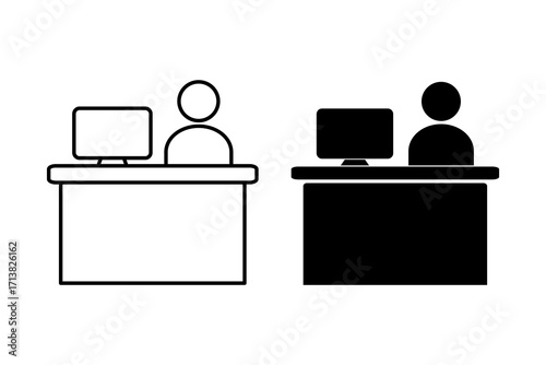 Front desk icon, Front desk customer service icon thin line symbol for web and mobile on white background