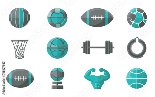 Sporting Goods and Fitness Equipment Flat Vector Illustration Design Template Collection for Athletic Lifestyle and Games