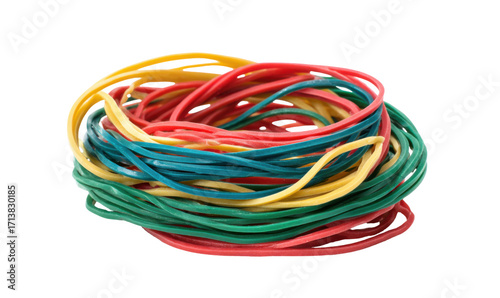 Colorful rubber bands in a tangled pile