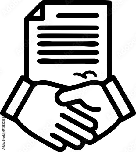 Professional handshake seals deal with signed contract agreement symbolizing trust and partnership success