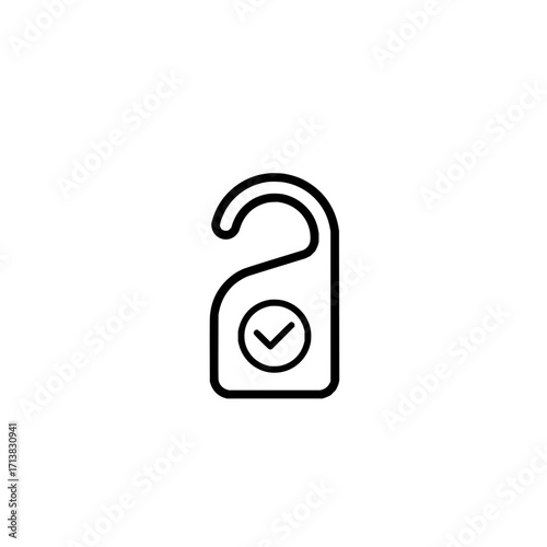 Modern hotel door tag with checkmark icon for privacy and service requests