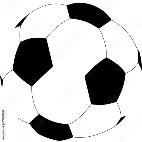 Dynamic soccer ball design in classic black and white, perfect for sports themes and energetic branding.