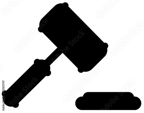 Justice gavel striking block for legal decision or auction outcome, powerful symbol of law