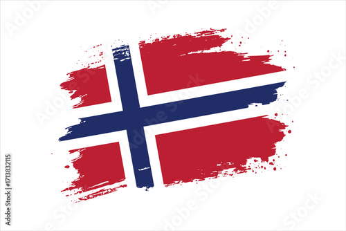 Norway flag brush stroke vector, grunge abstract Norwegian national flag design, textured paint stroke patriotic background