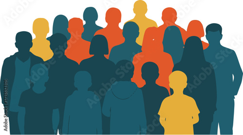 Diverse Group of People Silhouettes in Vibrant Colors