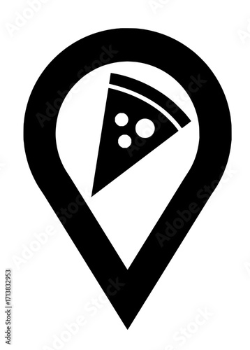Find your perfect pizza spot with this iconic location marker and delicious slice graphic