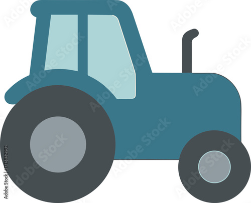 Simple Flat Design Tractor Agriculture Vehicle Icon Illustration Element
