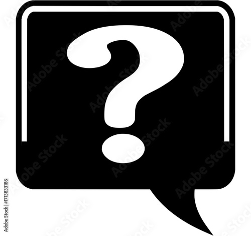 Bold white question mark inside a black speech bubble offers clarity for your designs
