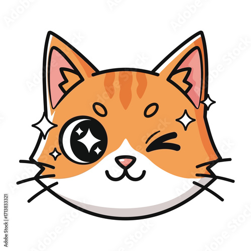 Enchanting Cat Wink: An adorably charming cartoon cat, showcasing its playful and unique wink, radiating a sense of joy and lightheartedness.