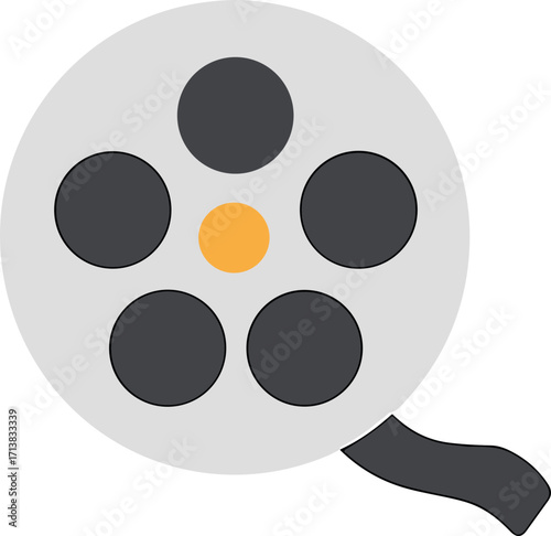 Simple Flat Design Film Reel Icon Movie Industry Entertainment Symbol
