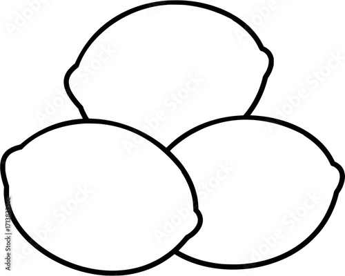 Three vibrant lemons clustered together creating a fresh and zesty design element for culinary or beverage concepts.