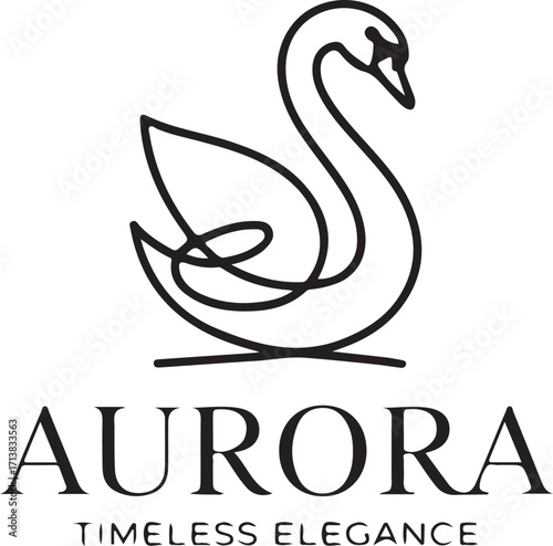 Elegant Minimalist Swan Line Art Illustration