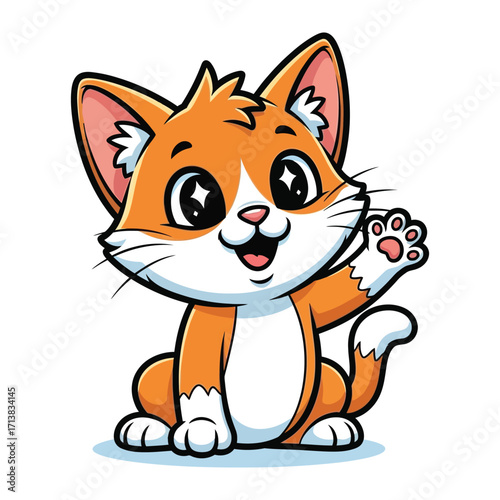 Charming Animated Kitten Greeting: A delightful animated kitten with expressive eyes extends a friendly paw, offering a warm welcome and showcasing a playful persona.