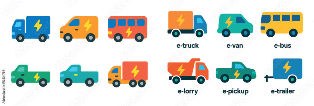 Fototapeta premium Electric Vehicle Icons