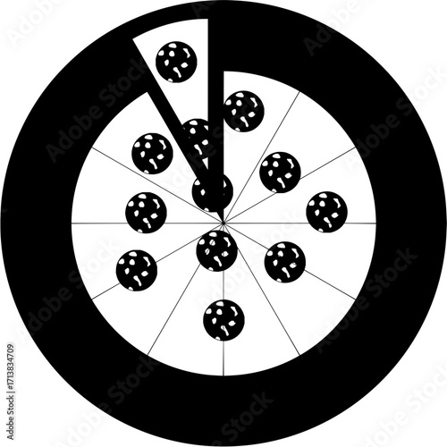 Bold black and white pizza slices graphic, perfect for menus, apps, and branding projects.