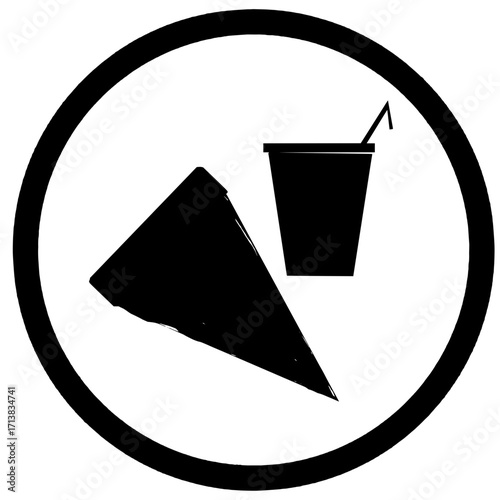 Iconic pizza slice and drink symbol for food service, delivery, and casual dining branding