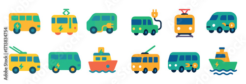 Electric Transport Icons