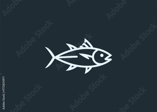 A line art logo of a tuna fish, symbolizing speed, vitality, and marine life