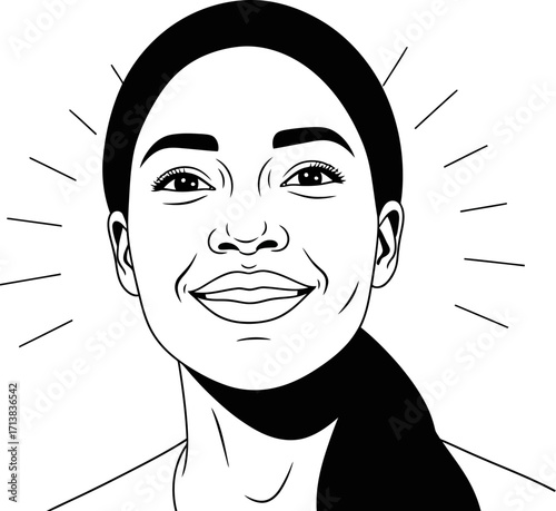Young woman with bright smile radiating positivity and confidence