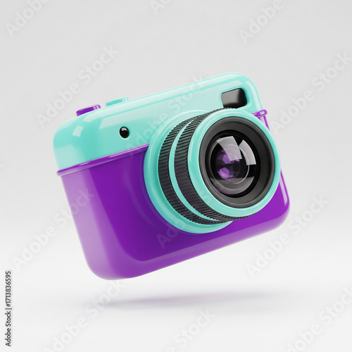 3D Glossy Icon Mint Purple Camera JPG