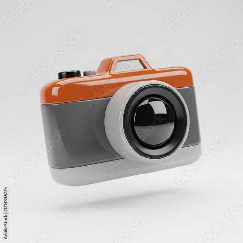 3D Glossy Icon Brown Gray Camera JPG