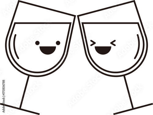 와인잔 라인 아이콘