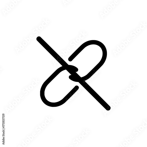 Simple bold black line art icon symbolizing broken or disconnected link