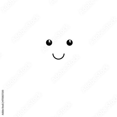 Whimsical happy face with big eyes and a joyful smile, perfect for conveying positive emotions and fun.