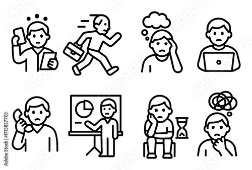 Minimalist Work Stress Icons