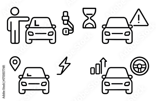 Learner Car Icon Set