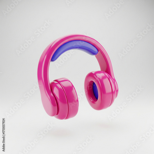 3D Glossy Icon Pink Headphones JPG