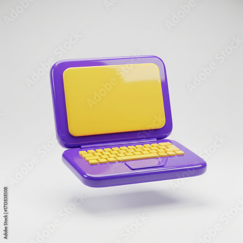 3D Glossy Icon Purple Yellow Laptop JPG