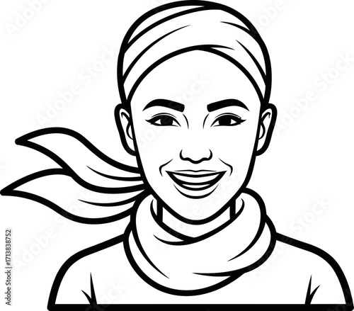 Smiling woman with headscarf and scarf, a friendly portrait