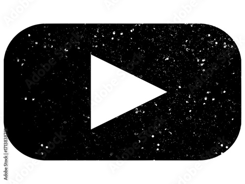 Bold play button icon with distressed grunge texture for dynamic media projects