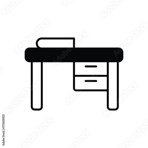 Study Desk Black Glyph Vector Icon