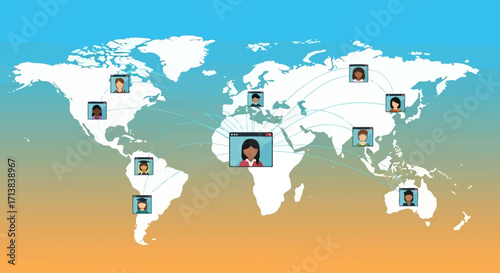 vector illustration of a modern virtual classroom
