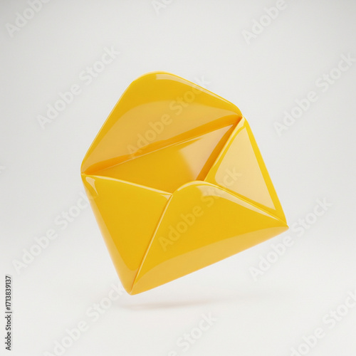 3D Glossy Icon Yellow Empty Envelope JPG
