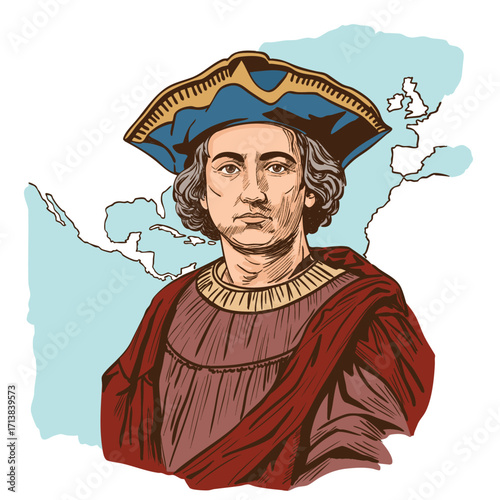 Christopher Columbus, Spanish navigator who discovered America in 1492.