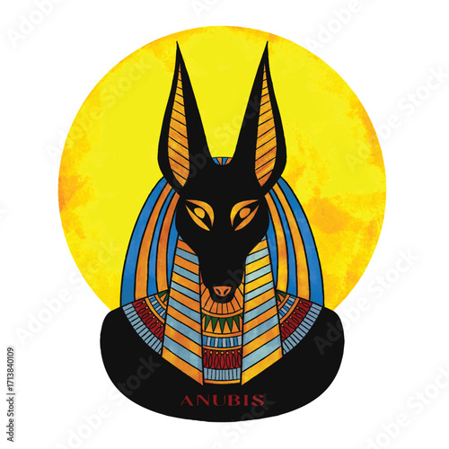 Egyptian Anubis. The God of the afterlife. Religion of Ancient Egypt. Deity with a jackal head.