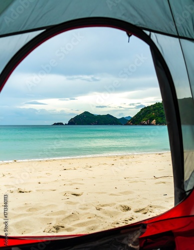 Beach view from a tent