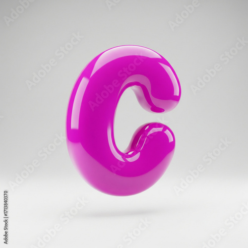 3D Glossy Icon Pink Letter C JPG