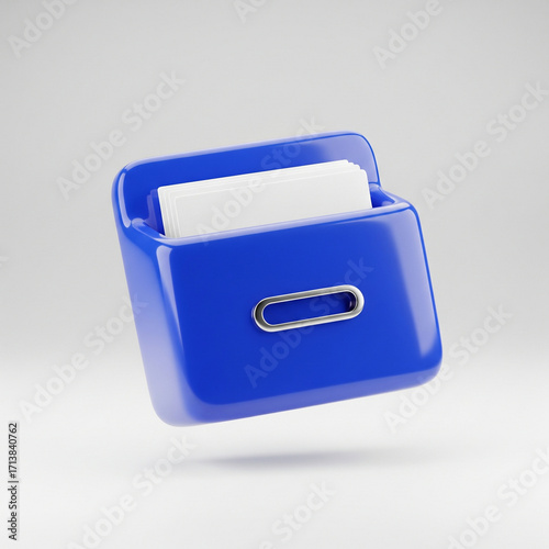 3D Glossy Icon Blue File Box JPG