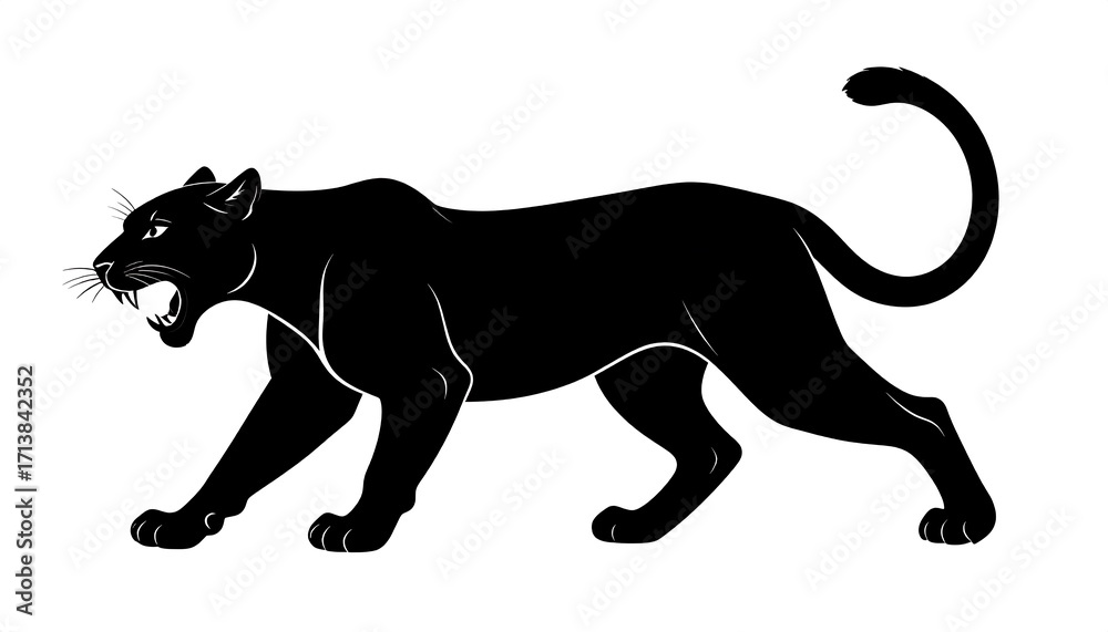 Obraz premium Powerful black panther silhouette, a bold design element, displaying a sense of strength and nature.