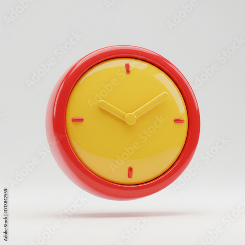 3D Glossy Icon Red Yellow Clock JPG