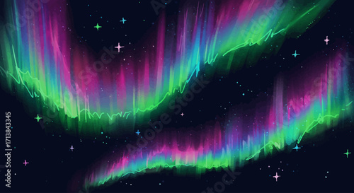 Vibrant Aurora Borealis Dancing in the Starry Night Sky