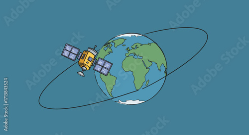 Satellite Orbiting Earth A Depiction of Space Technology