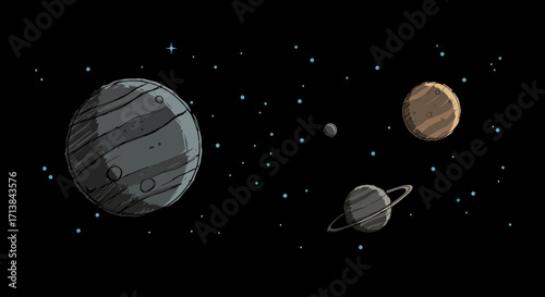 Cosmic Dance A Celestial Panorama of Planets in Deep Space