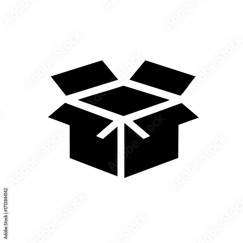 Open box black and white icon