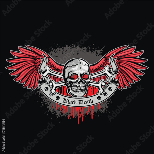 gothic sign with skull, grunge vintage design t shirts